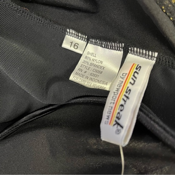 VINTAGE Black One Piece Swimsuit NWT 16 Glitter Cutouts Newport News - Picture 9 of 9